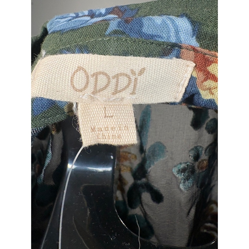 Oddi Boho Mixed Print Tunic Velvet Burnout Sheer Back Floral Blouse Women Medium - Picture 9 of 10